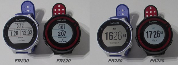 garmin forerunner 230 pantalla versus pantalla del Forerunner 220