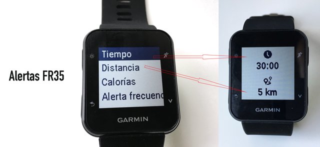 Alertas personalizadas de carrera en Garmin Forerunner 35