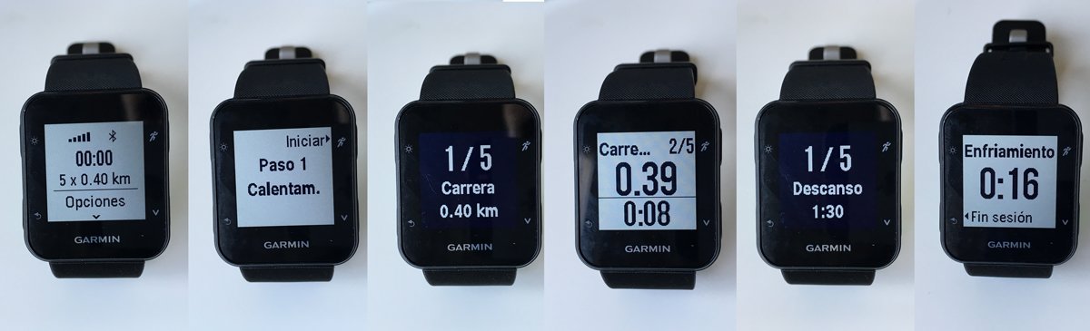Avisos en la función de intervalos en Garmin Forerunner 35