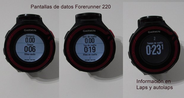 Datos, Pantalla y Autolaps en Garmin Forerunner 220