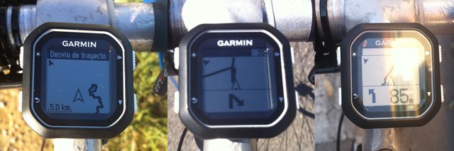 Indicaciones de giro y desvío de trayecto en el Edge 25