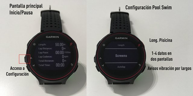 Configuración aplicación Pool Swim Connect IQ en Forerunner 235