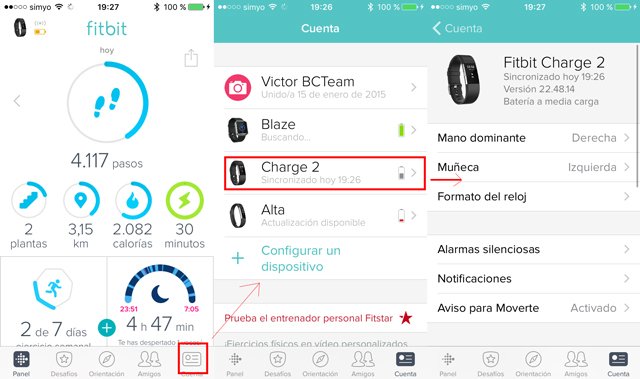 Configuración inicial Fitbit Charge desde app móvil