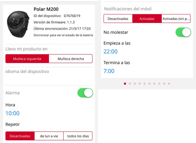 Configuración de alarma silenciosa en el Polar M200