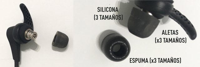 jaybird x3 auriculares inalámbricos bluetooth para deporte: almohadillas