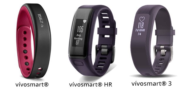 comparativa modelos garmin vivosmart, vivosmart hr y vivosmart 3