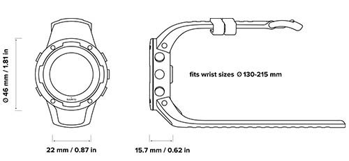 Suunto 5, dimensiones