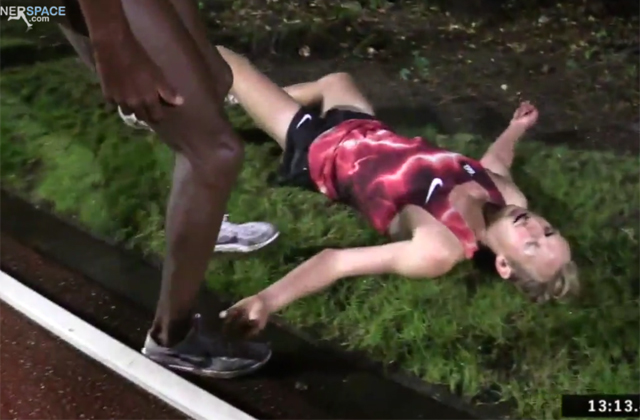 Woody Kincaid, exhausto tras ganar en Portland
