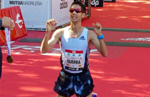 Javi Guerra, tras cruzar la meta en Madrid