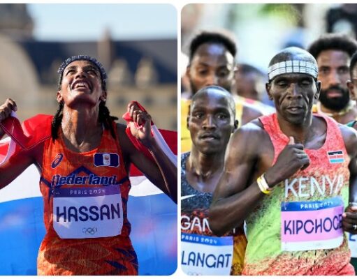 Kipchoge y Hassan corrieron con una diadema en la cabeza en París