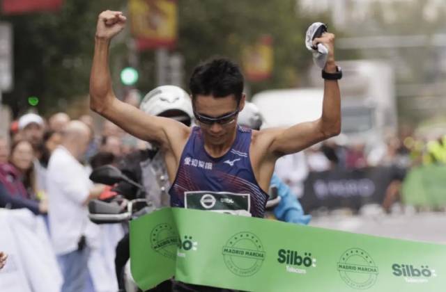 Yamanishi, a su entrada a meta en Kobe