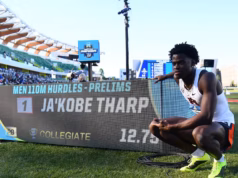 Ja’Kobe Tharp pulveriza el récord mundial de los 110 metros vallas